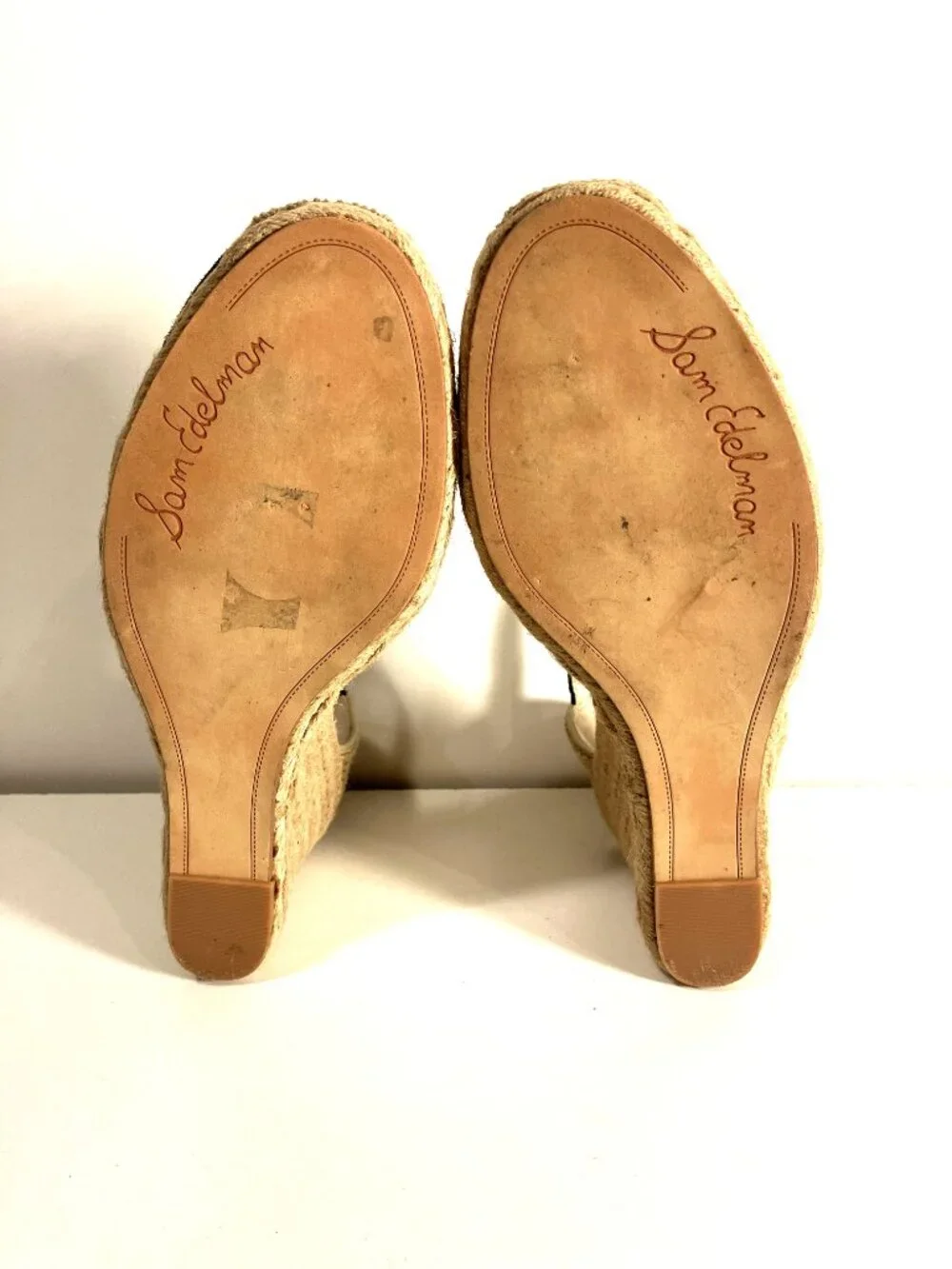 SAM EDELMAN Harmony Wedge Espadrille Sandals w/ Black Suede upper.  Size 9.5